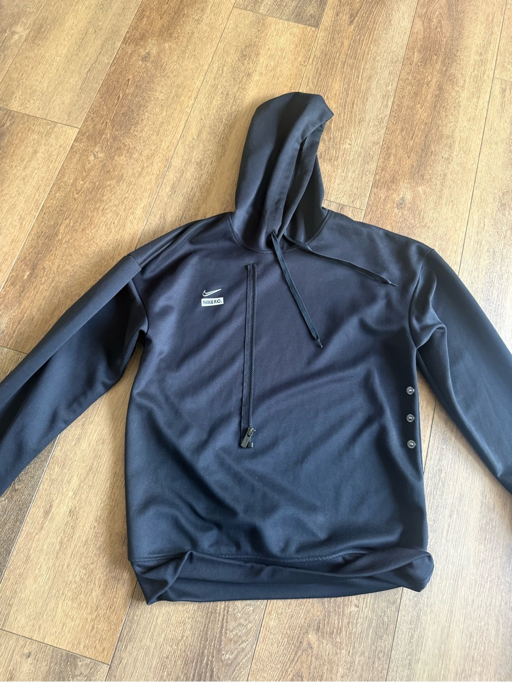 Nike Black Full-Zip Hooded Sweatshirt with Small Logo. Size S - Picture 3 of 8